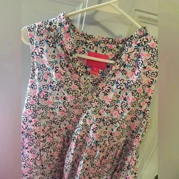 Lilly Pulitzer Womens Novella Tiered Dress Multi Fun Sun Repeat Ditsy Pockets L - Picture 3 of 10